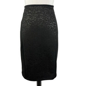 Calvin Klein Skirt size 10 Black Ponte Knit Embossed Straight Stretch Knee Suit